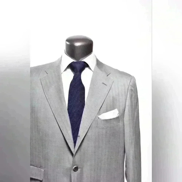 RAFFAELE CARUSO Grey Herringbone Fine 100% Wool Soft Blazer Jacket 56E 46R Italy - Picture 1 of 10